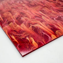 Load image into Gallery viewer, red and gold marble swirl cast acrylic sheet laser safe
