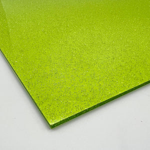 lime green jelly shimmer glitter cast acrylic sheet laser safe