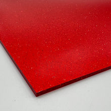 Load image into Gallery viewer, cherry red jelly shimmer glitter cast acrylic sheet laser safe
