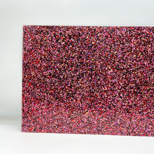 4mm Pink and Red Chunky Glitter Cast Acrylic Sheet