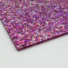Load image into Gallery viewer, 1/8&quot; Pink Holographic Moons Cast Acrylic Sheet
